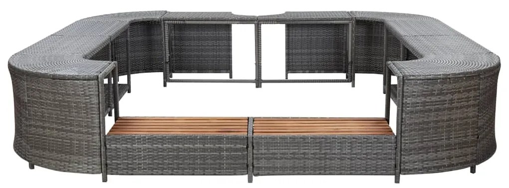 vidaXL szürke négyszög alakú polyrattan pezsgőfürdőkeret 268x268x55 cm