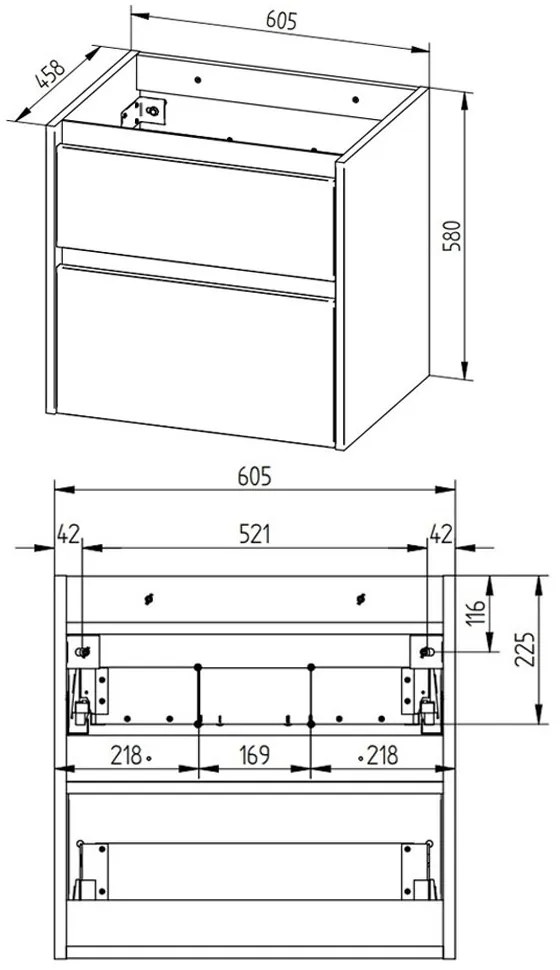 Mereo Mereo, Opto, fürdőszoba szekrény kerámia mosdóval 61 cm, riviera tölgy, MER-CN920