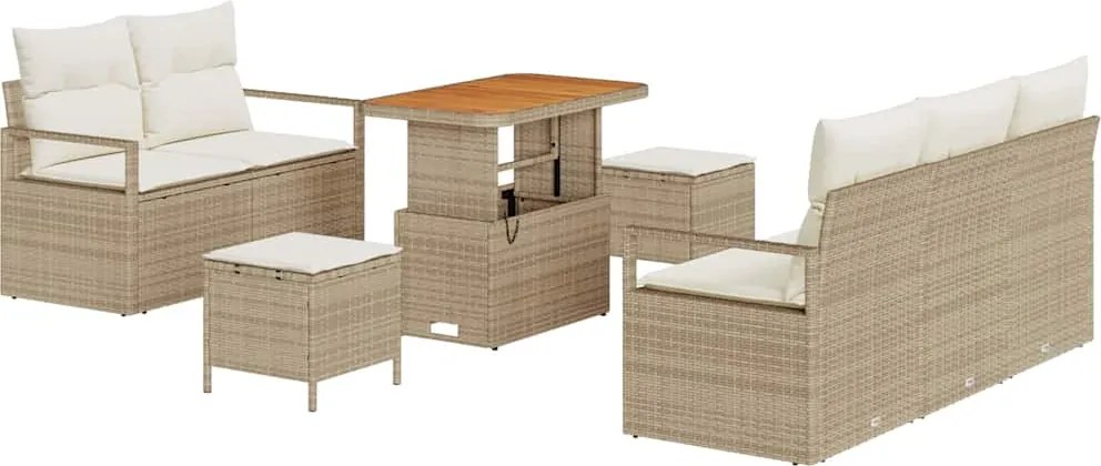 vidaXL Kerti Kanapé Szett párnával tárolóval 8 pcs Beige és krém