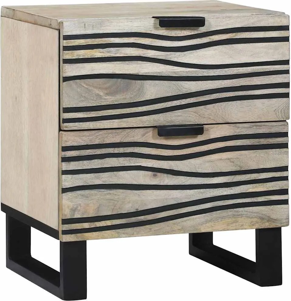 vidaXL Éjjeliszekrény Fehér és fekete 40 x 33 x 46 cm Tömör akácfa