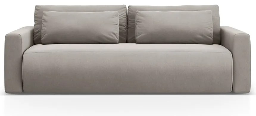 Világosszürke bársony kinyitható tárolóhelyes kanapé 238 cm Belfast – Cosmopolitan Design