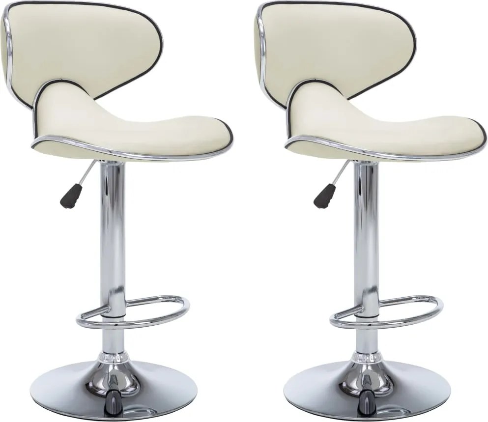 vidaXL 323647 Bar Stools 2 pcs Cream Faux Leather