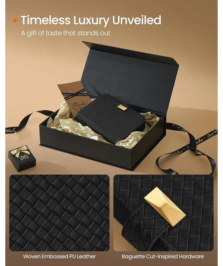 SONGMICS HOME 3 órás tok, utazó óratartó doboz 22×14,5×4,5 cm, tintafekete színben