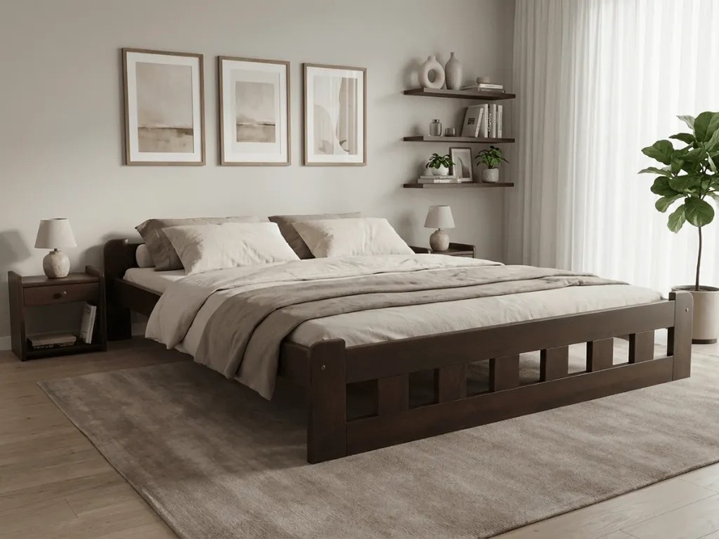 Naomi magasított ágy 180x200 cm, diófa Ágyrács: Lamellás ágyrács, Matrac: Sommera matrac 18 cm