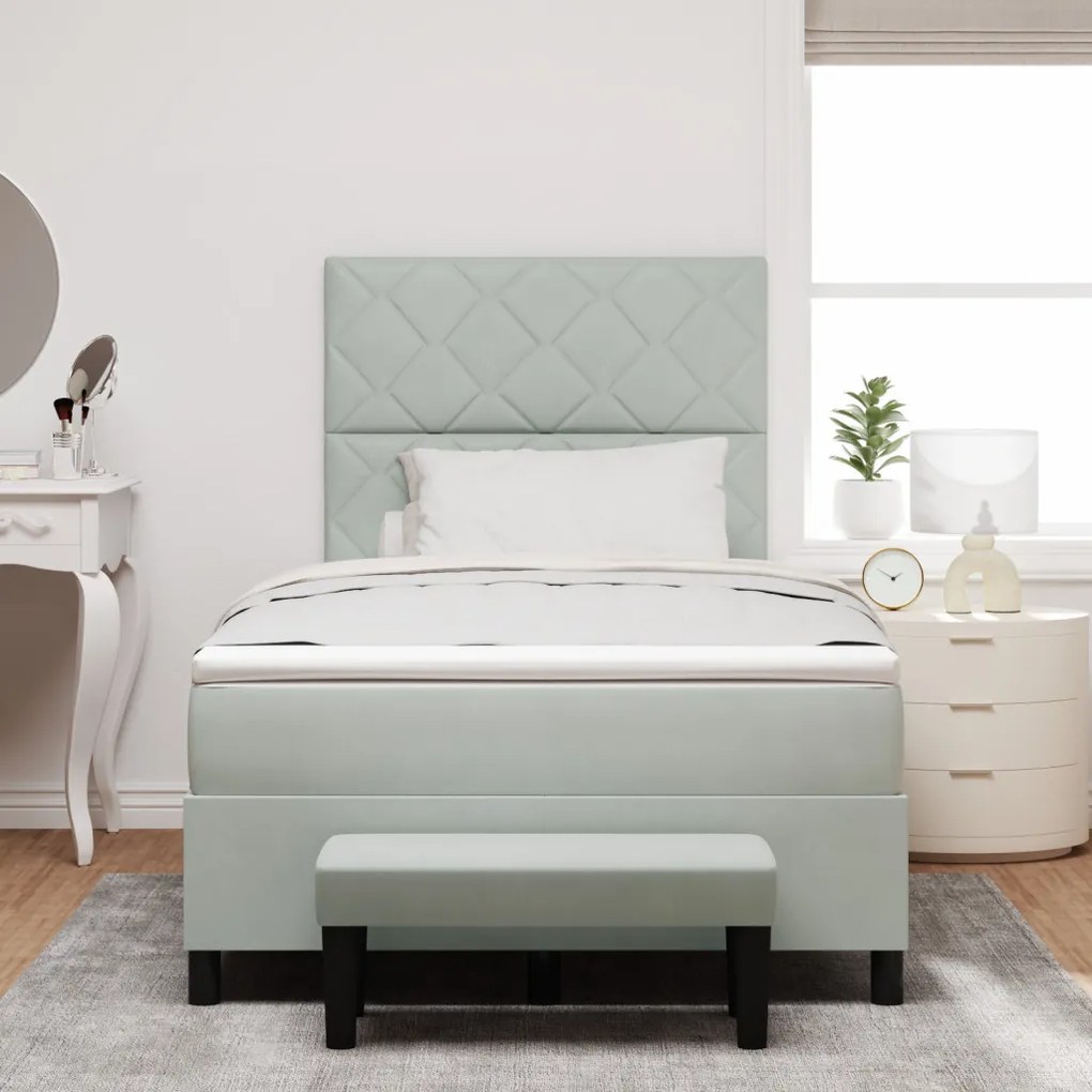 Box Spring Ágy Matraccal és Padot Világosszürke 120x190 cm Bársony
