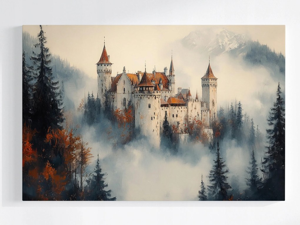 Poszter Építészet Kastély Palota Erőd Hegyek Köd 60x40