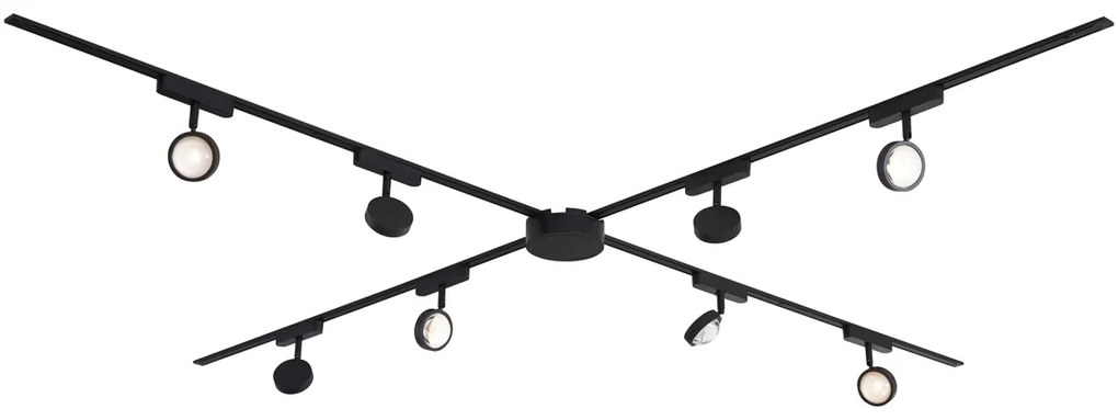 Modern sínrendszer 8 fekete spotlámpával, 1 fázisú - Magnetic Lance