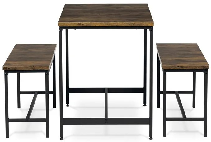 Étkezőszett 2 székkel, 110×60×75 cm, MDF Old Wood. OLW