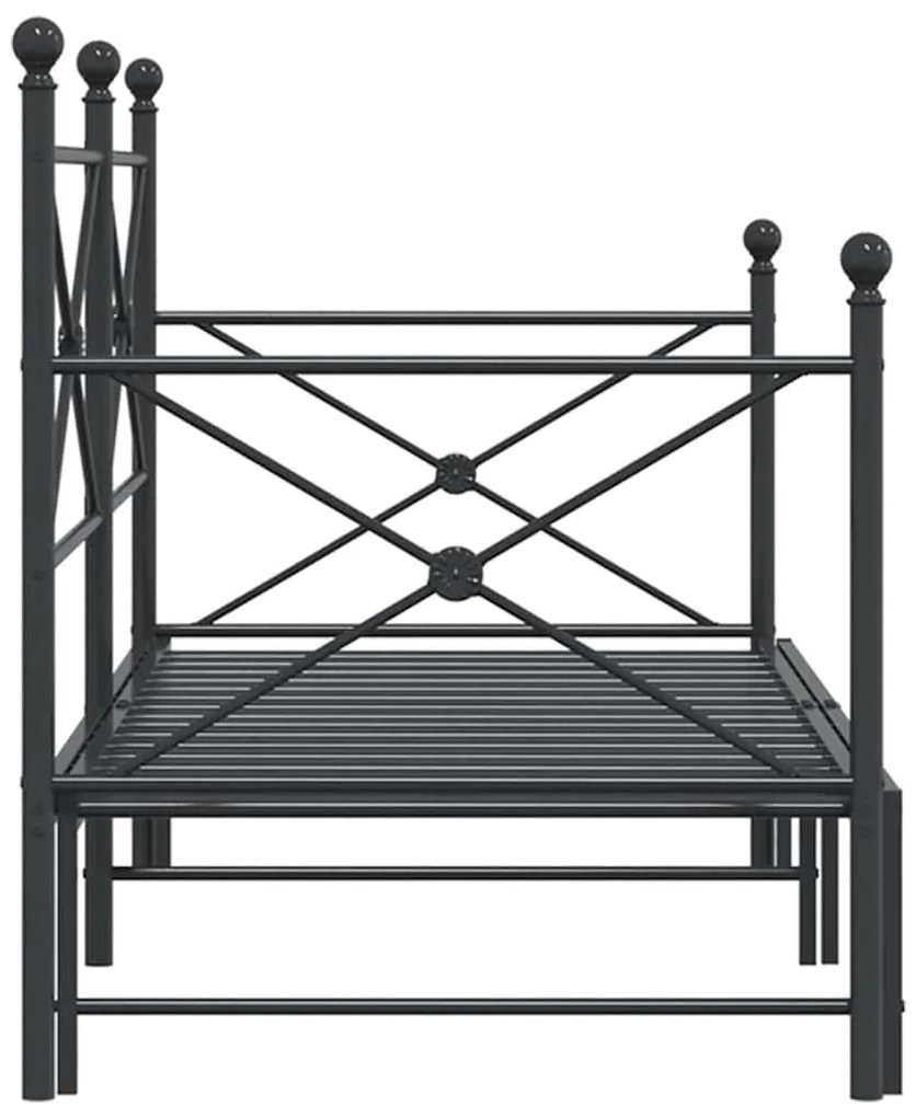 kihúzható kanapéágy matrac nélkül fekete 80x200 cm acél