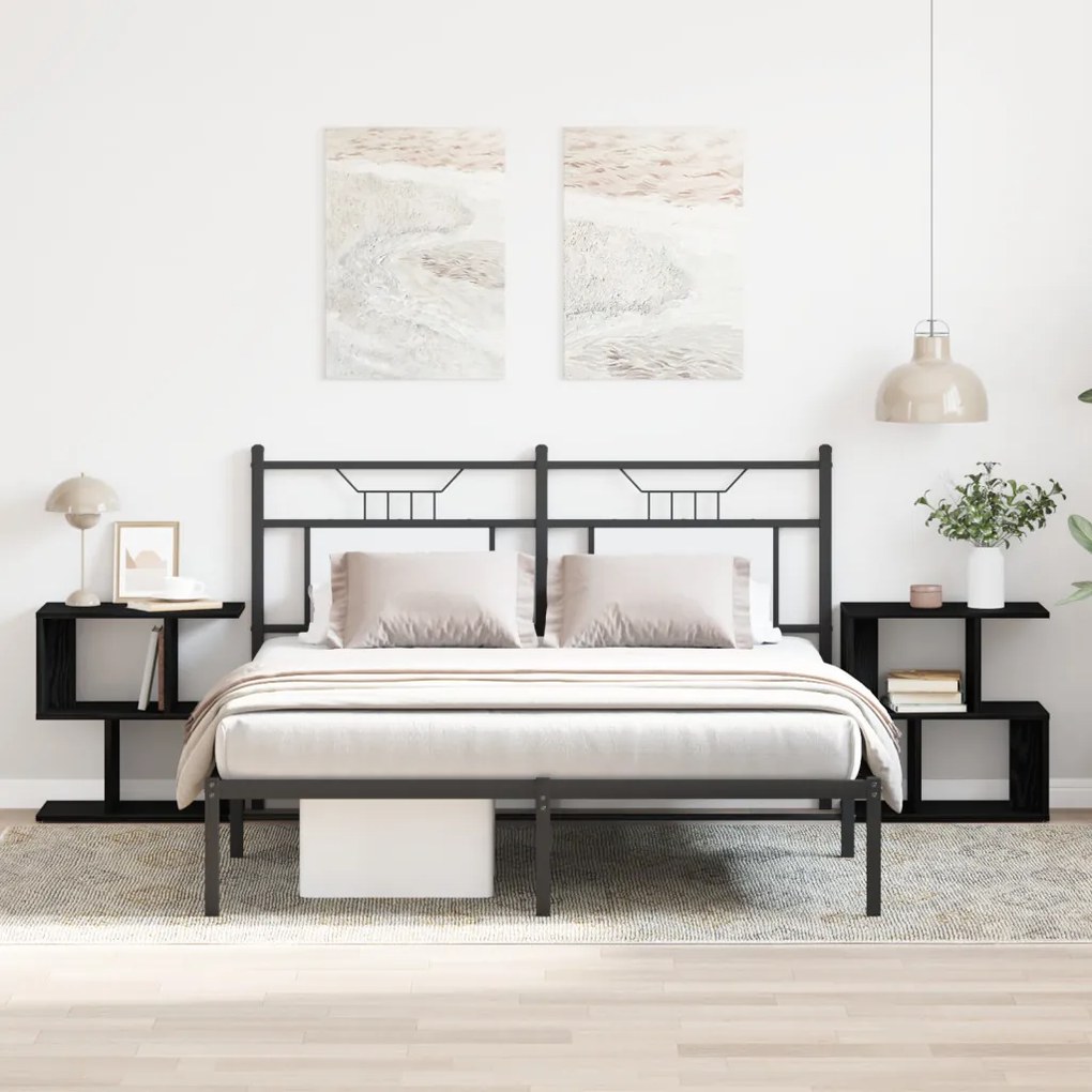 Éjjeli Asztal 2 db Fekete Tölgy 50x30x51,5 cm Műanyagból