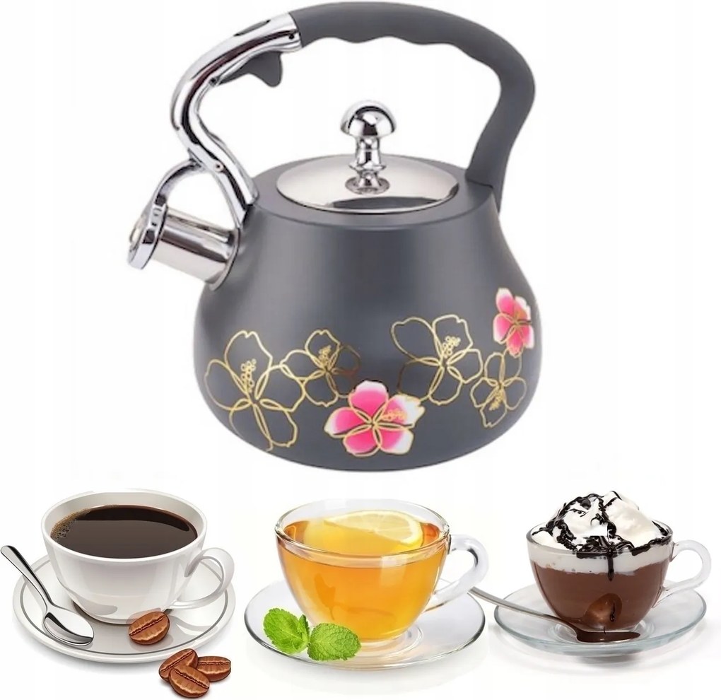 Hagyományos Acél Vízforraló Síppal 3 L Indukciós Gáz Eb 8842 szürke