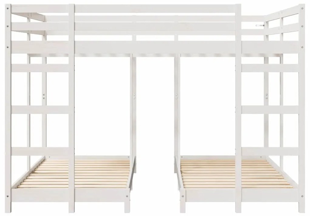 vidaXL Háromszintes emeletes ágykeret Fehér 160 x 200 cm Tömör fenyőfa