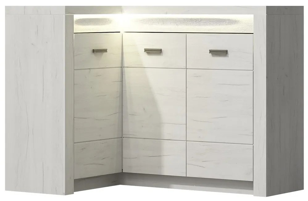 Sarok komód Nadenas N15 O (fehér craft tölgy) (meleg LED világítással). 1104885