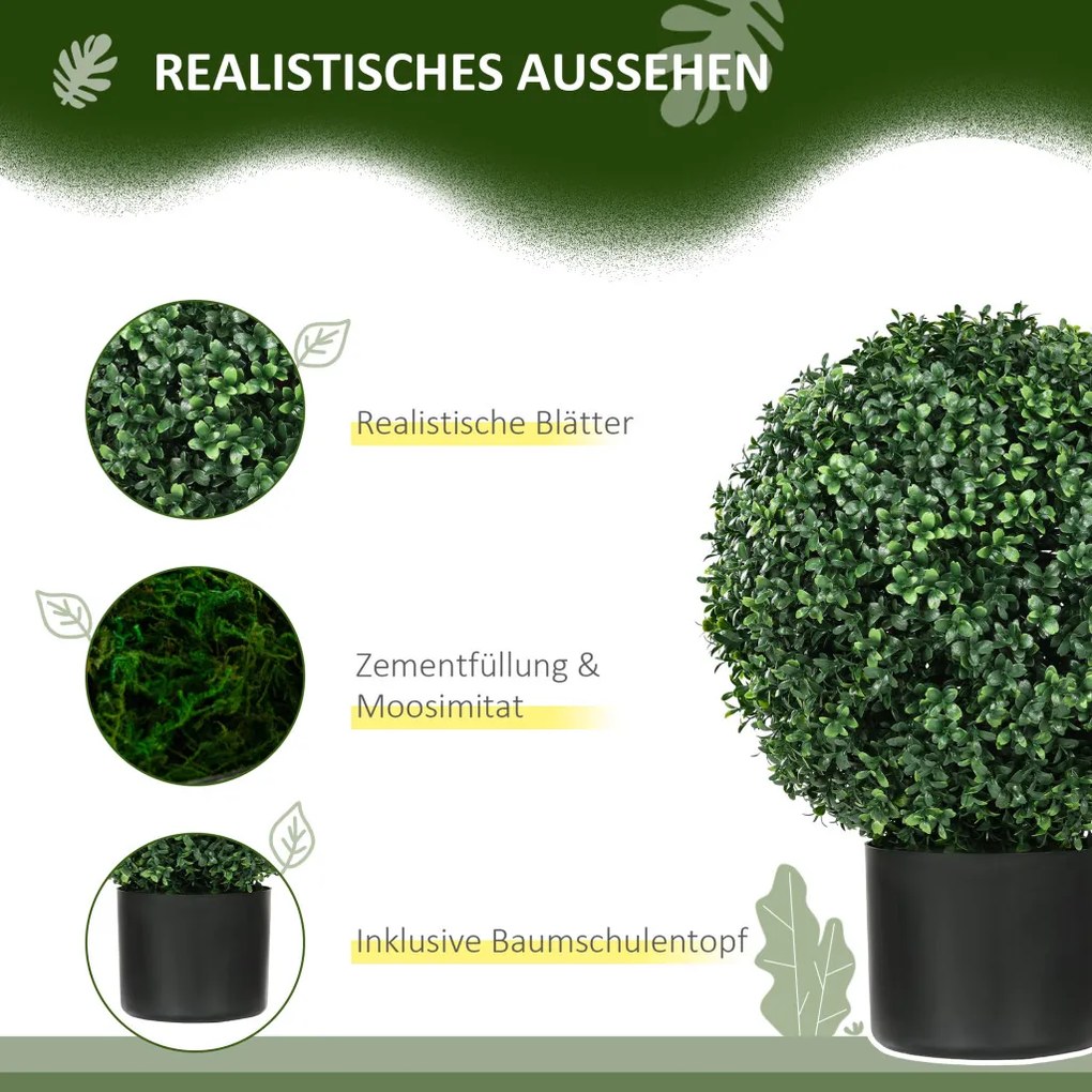 Műnövény szett, 2 db buxus, cserépben 52cm magas