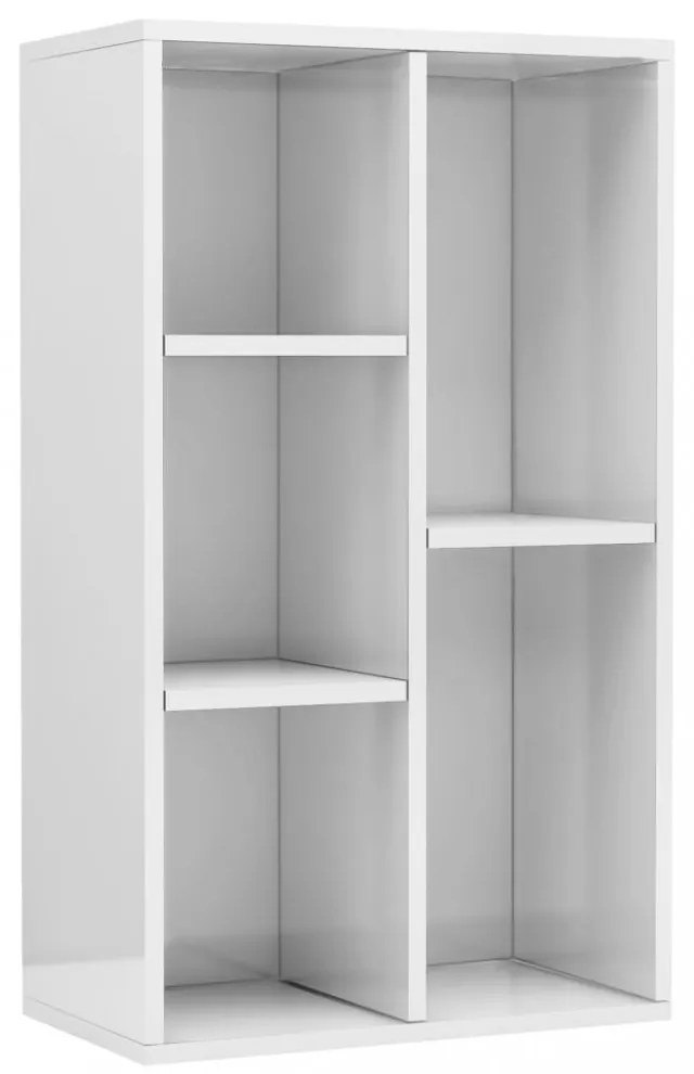 magasfényű fehér szerelt fa könyv-/tálalószekrény 50x25x80 cm