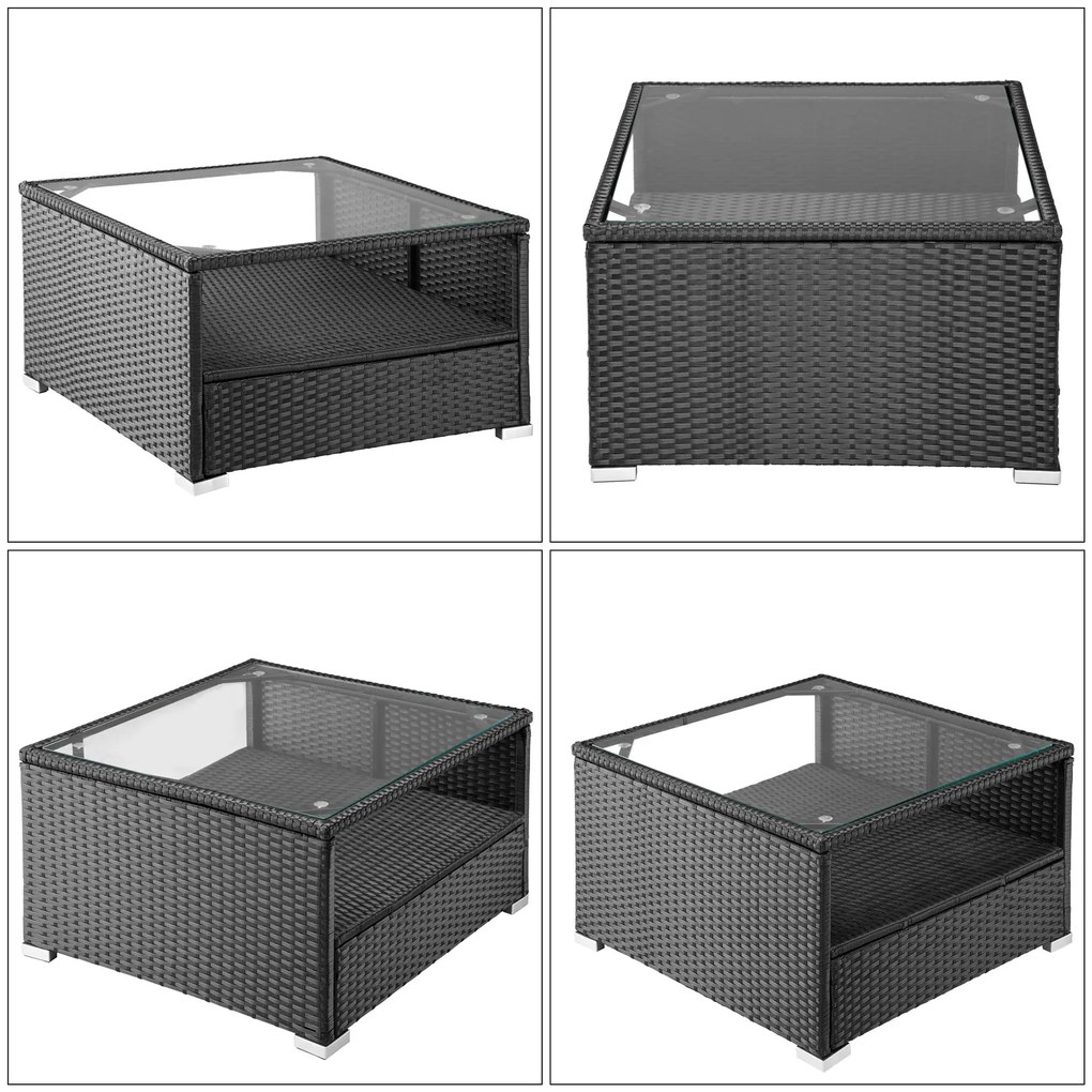 Deuba XXL kerti polyrattan szett - fekete/antracit párnák
