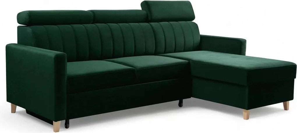 Vario sarokkanapé ágyfunkcióval univerzális jobb/bal oldali - zöld bársony Bluvel 78