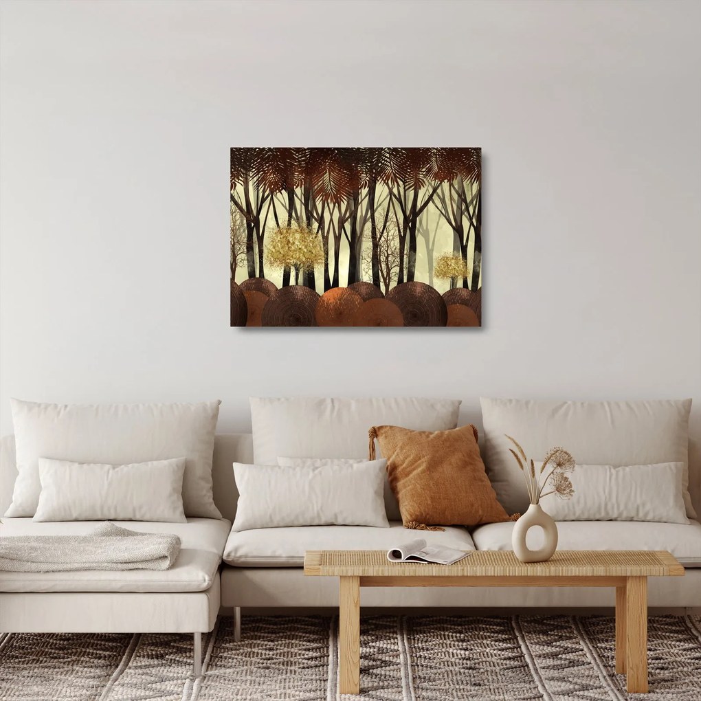 Üveg kép - Dekoratív erdő (70x50 cm)