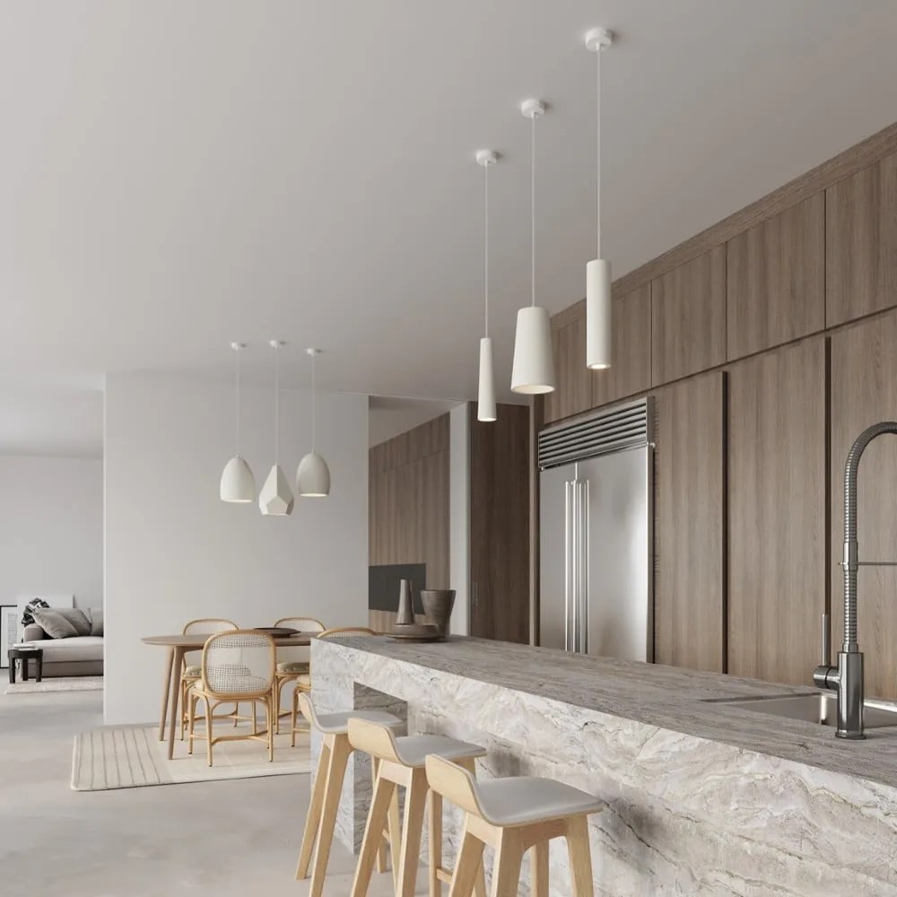 Fehér függőlámpa kerámia búrával ø 8 cm Alverna – Nice Lamps