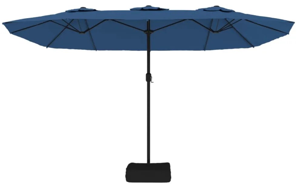 azúrkék dupla tetős LED-es napernyő 449x265 cm