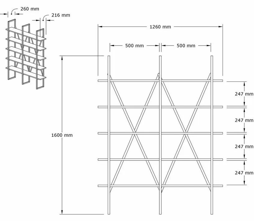 Burgaz Black and Walnut polcállvány