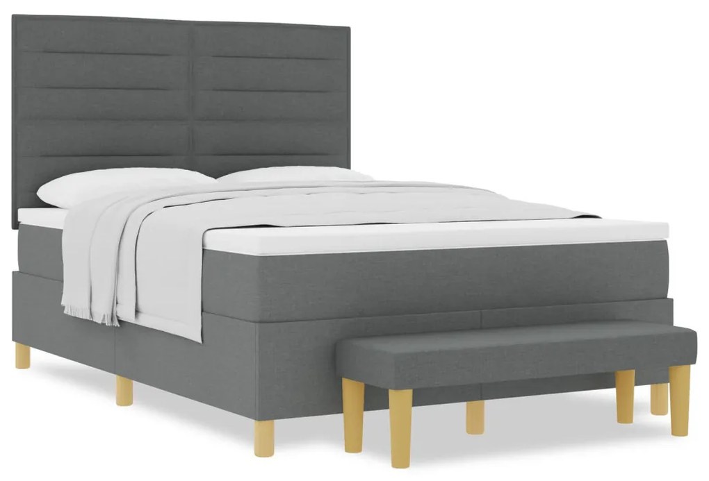 Boxspring ágy matraccal és paddal Sötétszürke 140x200 cm Szövet