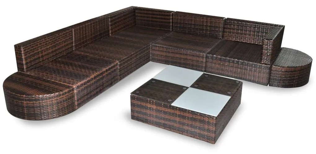 8 részes barna polyrattan kerti ülőgarnitúra párnákkal