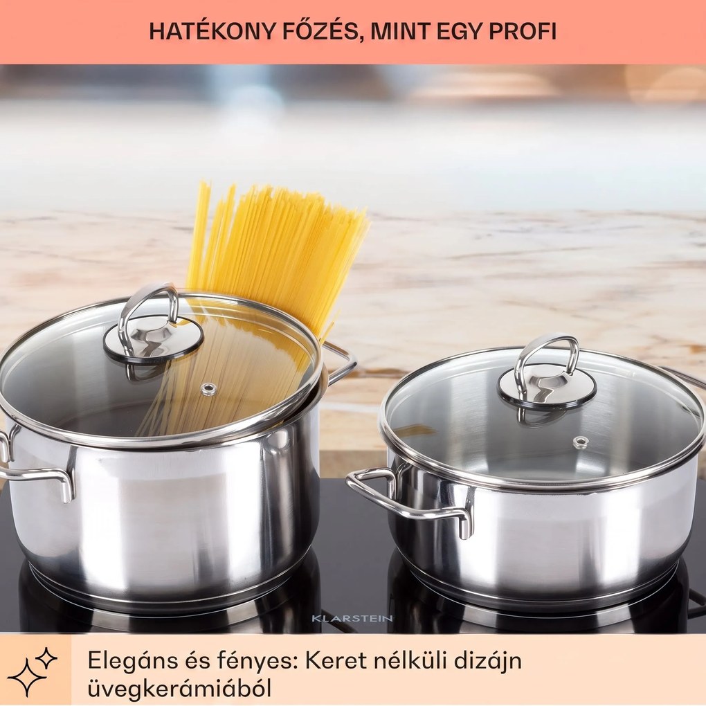 Klarstein Cookbuddy, főzőlap, 2400 W, 2 főzőlap, 5 teljesítményszint, üvegkerámia