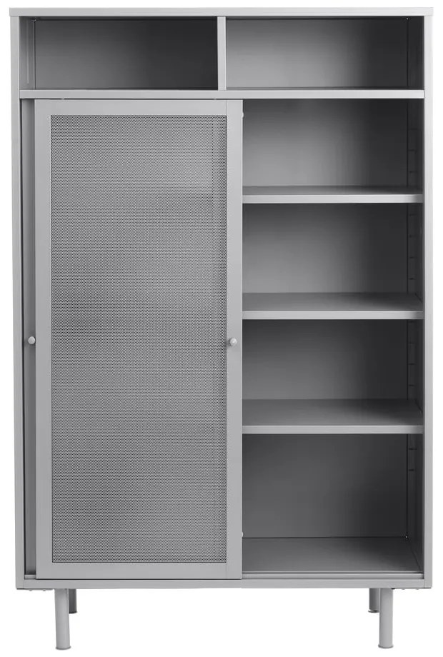 Szürke fém szekrény tolóajtóval 90x140x40 cm Veep – Unique Furniture