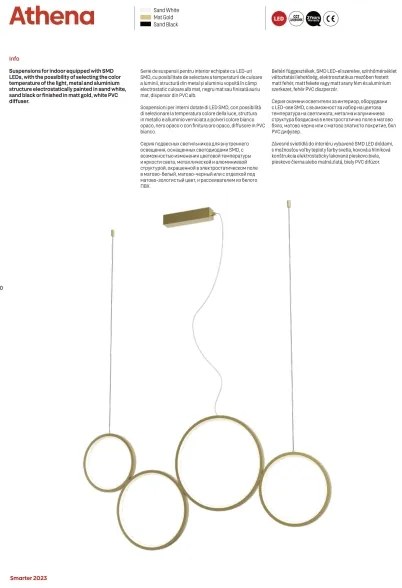 Redo 01-3382 - LED Dimmelhető csillár zsinóron ATHENA LED/40W/230V CRI98 fehér