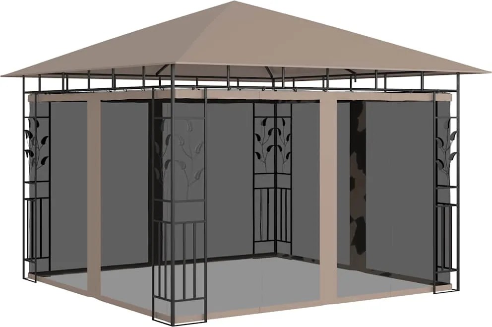 vidaXL tópszínű pavilon szúnyoghálóval 3 x 3 x 2,73 m 180 g/m²