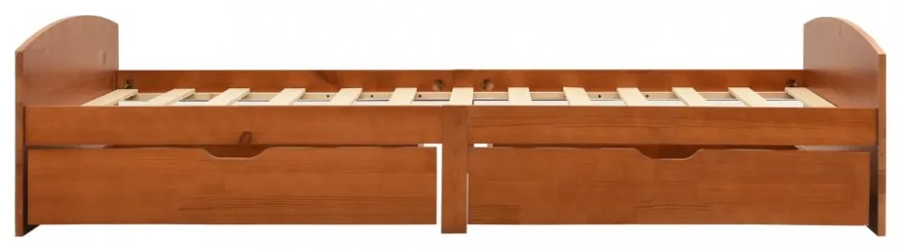 mézbarna tömör fenyőfa ágykeret 2 fiókkal 90 x 200 cm