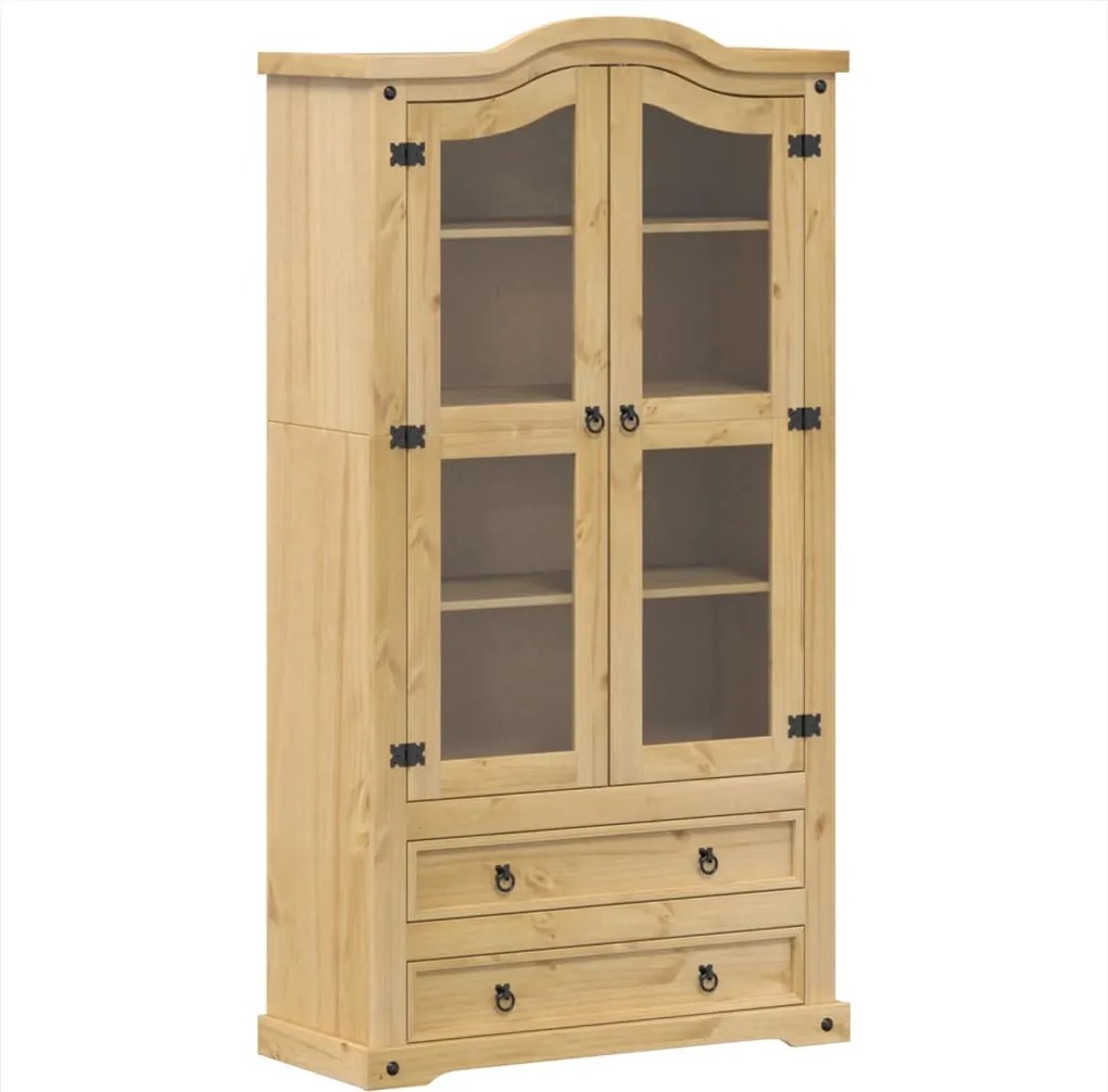 vidaXL Corona tömör fenyőfa vitrinszekrény 99x43x187 cm
