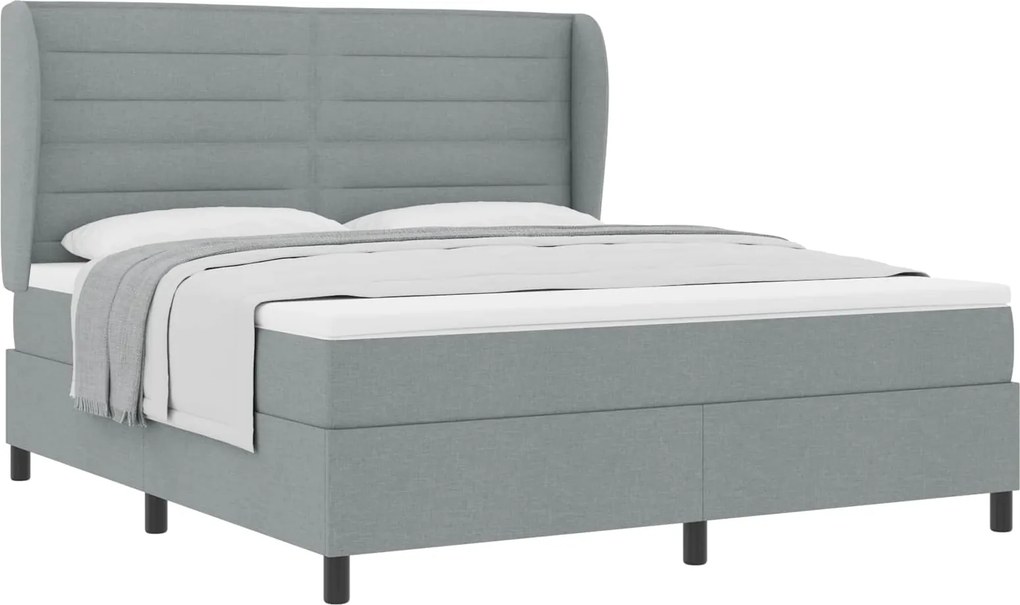 vidaXL Boxrugós ágy matracmal Világosszürke 180 x 200 cm szövet