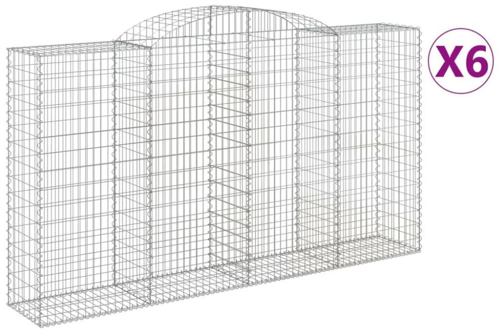 6 db íves horganyzott vas gabion kosár 300x50x160/180 cm
