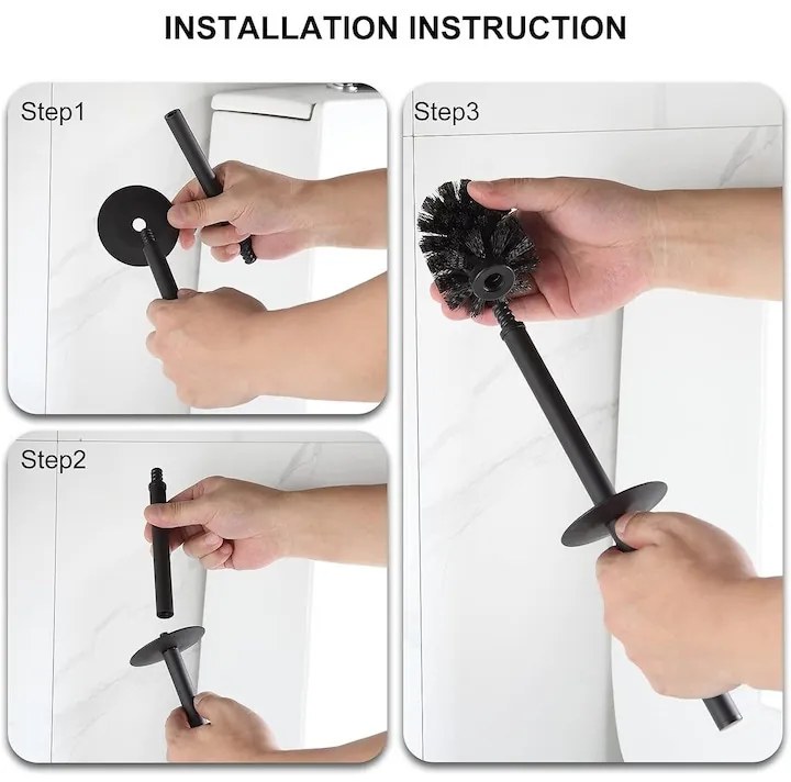 Viva NERO WC-kefe tartó - hengeres - fürdőszobai kiegészítő - GUNMETAL - fegyverszürke