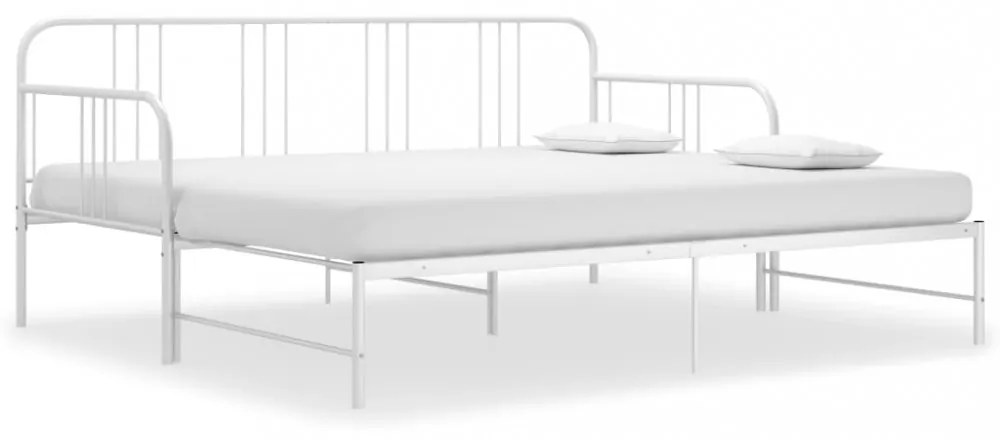 fehér fém kihúzható kanapéágy-keret 90 x 200 cm