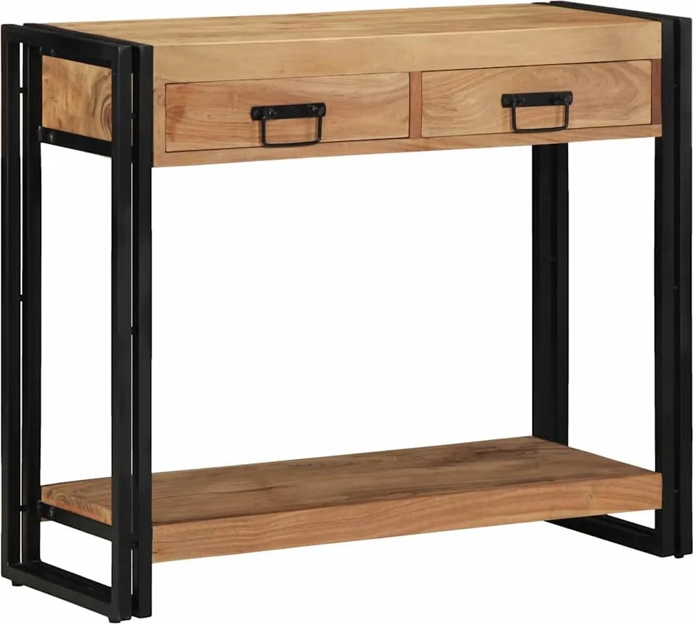 vidaXL Konzolasztal fiókkal Barna 90 x 33 x 75 cm Tömör Akácfa