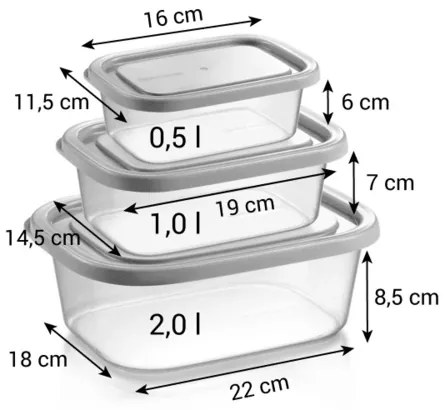 Tescoma 4FOOD Tároló dobozok fagyasztóba3 db, 0,5 l, 1 l, 2 l