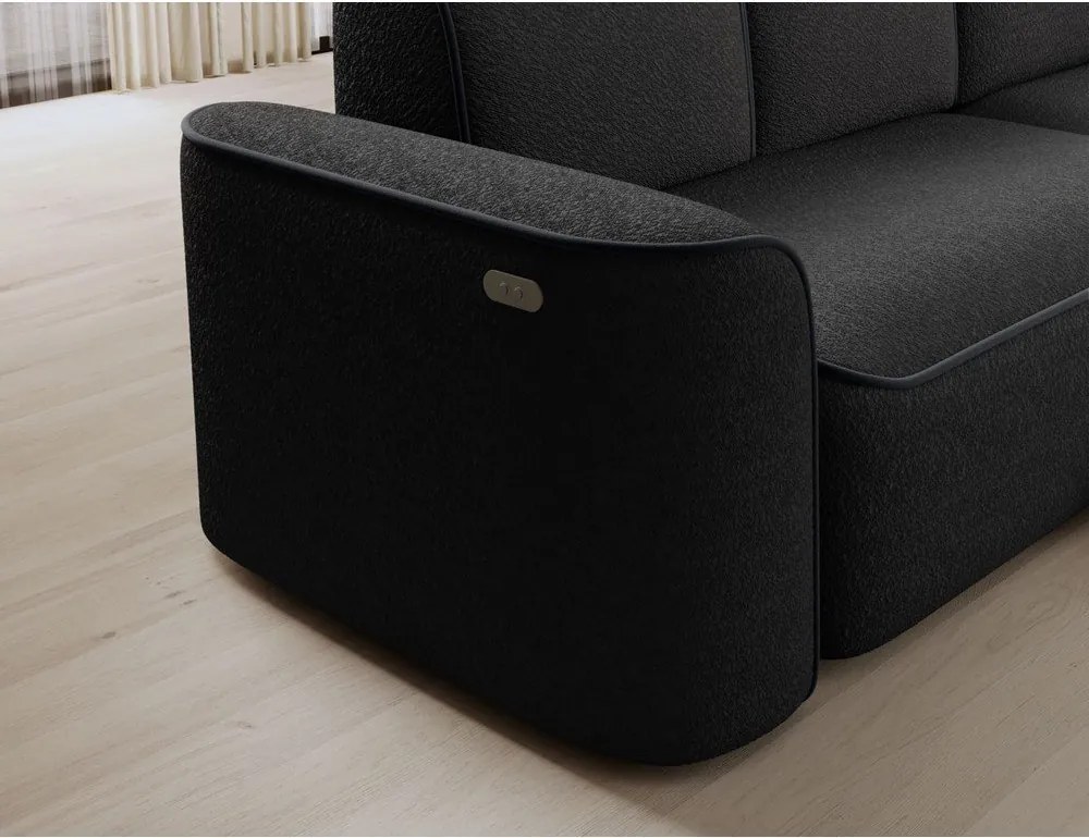 Antracitszürke buklé sarokkanapé (jobb oldali-heverő résszel) Ume – ELTAP