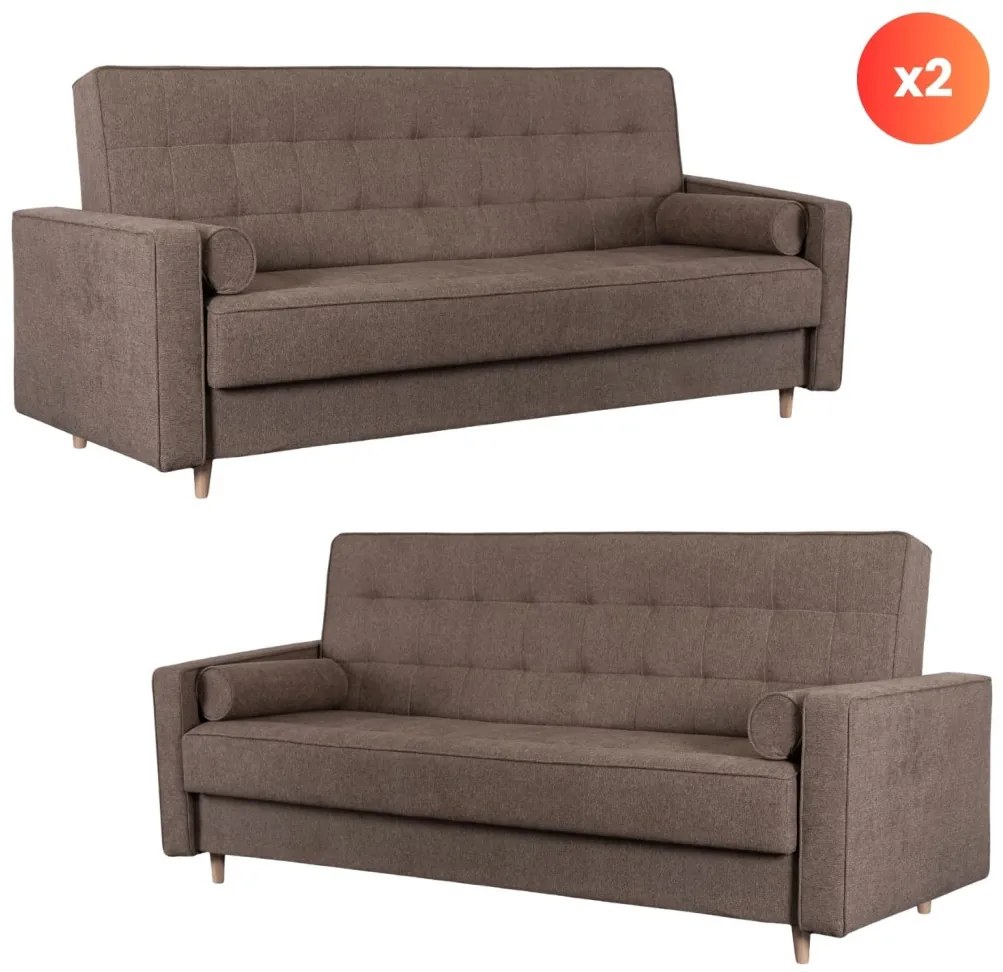 Zestaw 2x Sofa MALTA Brązowa