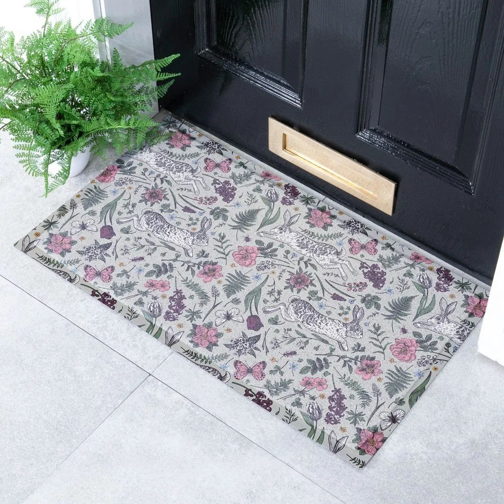 PVC lábtörlő 40x70 cm Hare Wildflowers – Artsy Doormats