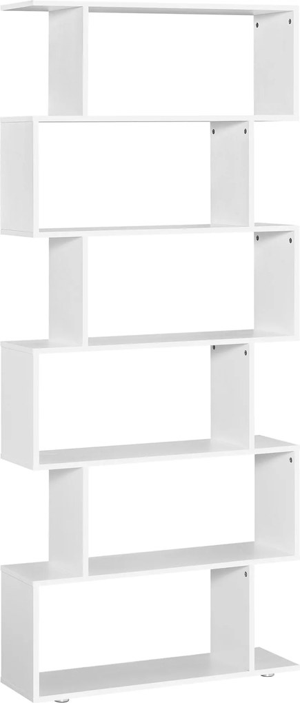 HOMCOM 6 Polcos Könyvespolc Fa S Álformában 80x24x191 cm Fehér | Aosom