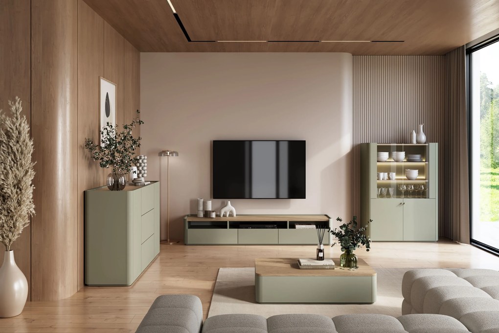 Elivo dohányzóasztal 100 cm fiókokkal - eukaliptusz / baltic dune tölgy