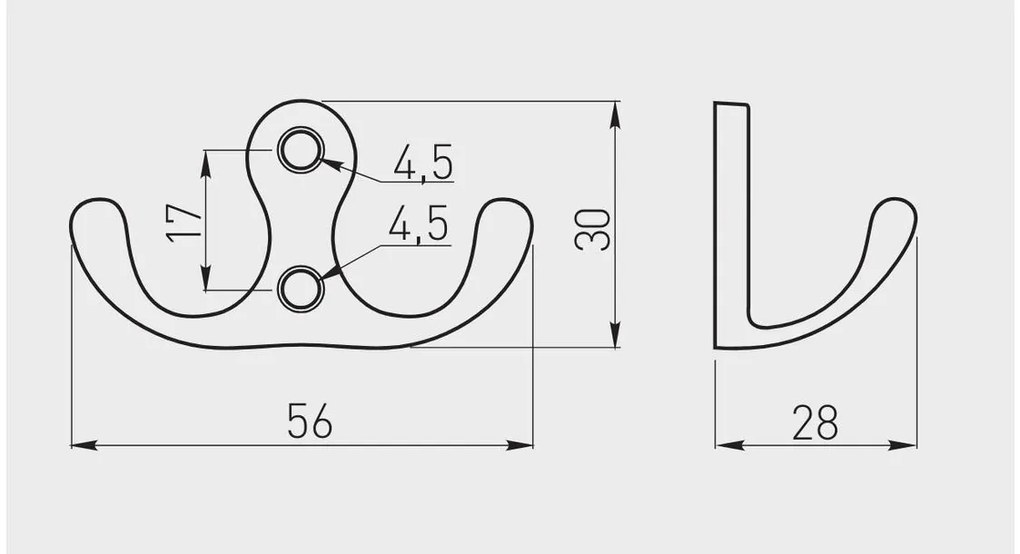 Fogas fém, K24-C0, fekete matt