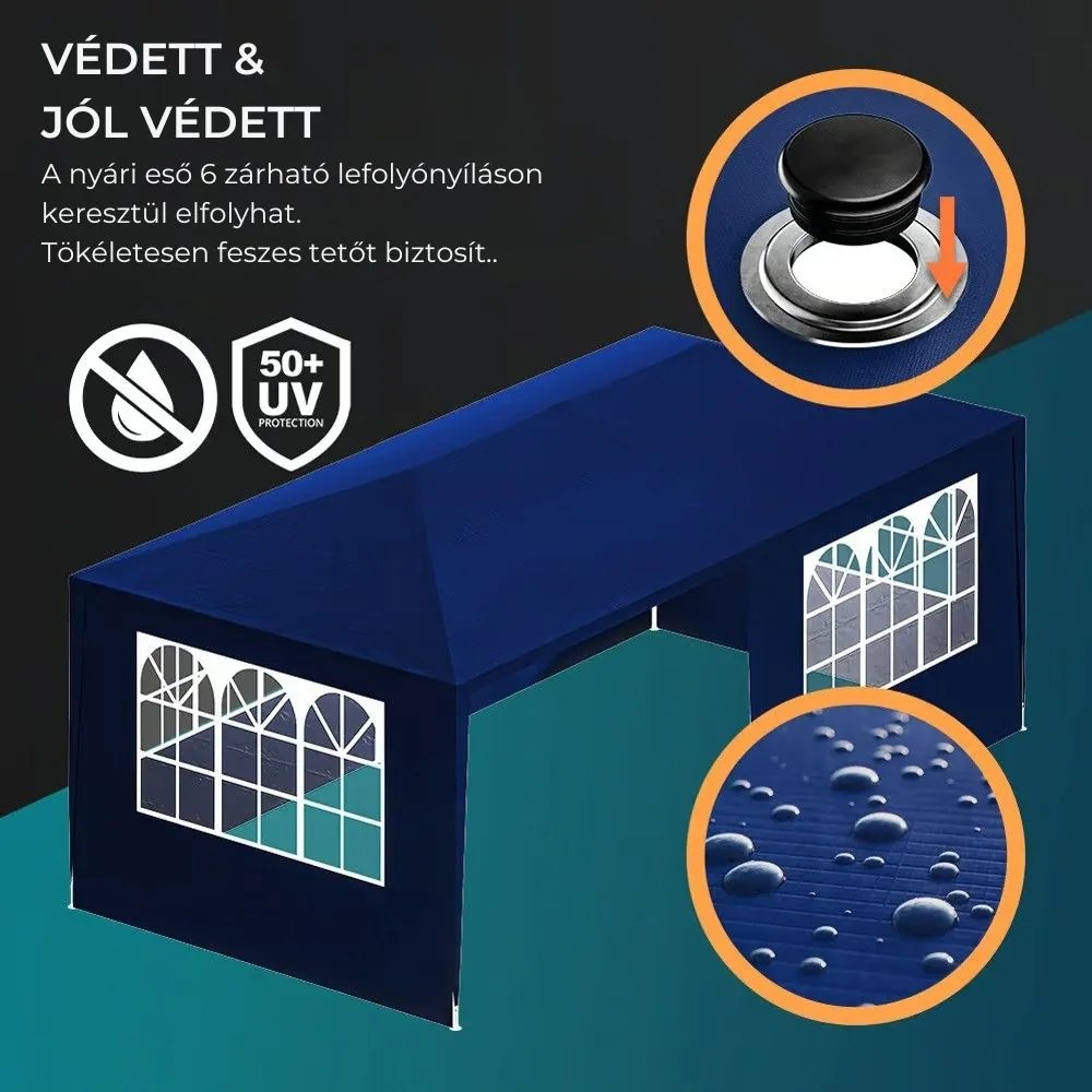 NEAPOL rendezvénysátor, 3x6m, kék Jurhan