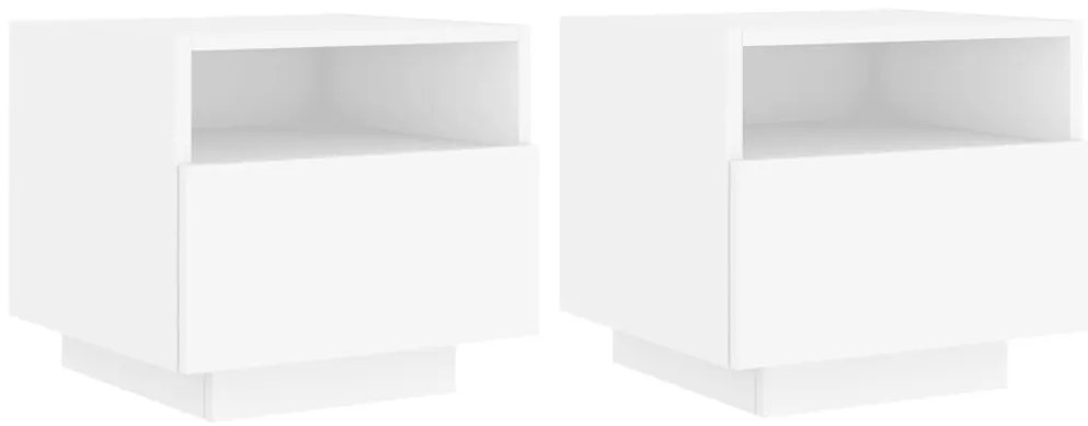 2 db fehér éjjeliszekrény LED-világítással 40 x 39 x 37 cm