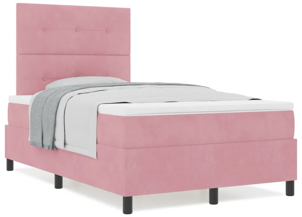 Boxspring ágy matraccal Rózsaszín 120x200 cm Bársonyos