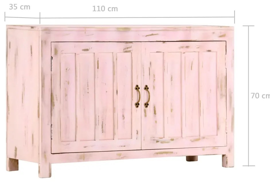 világos rózsaszín tömör mangófa tálalószekrény 110 x 35 x 70 cm