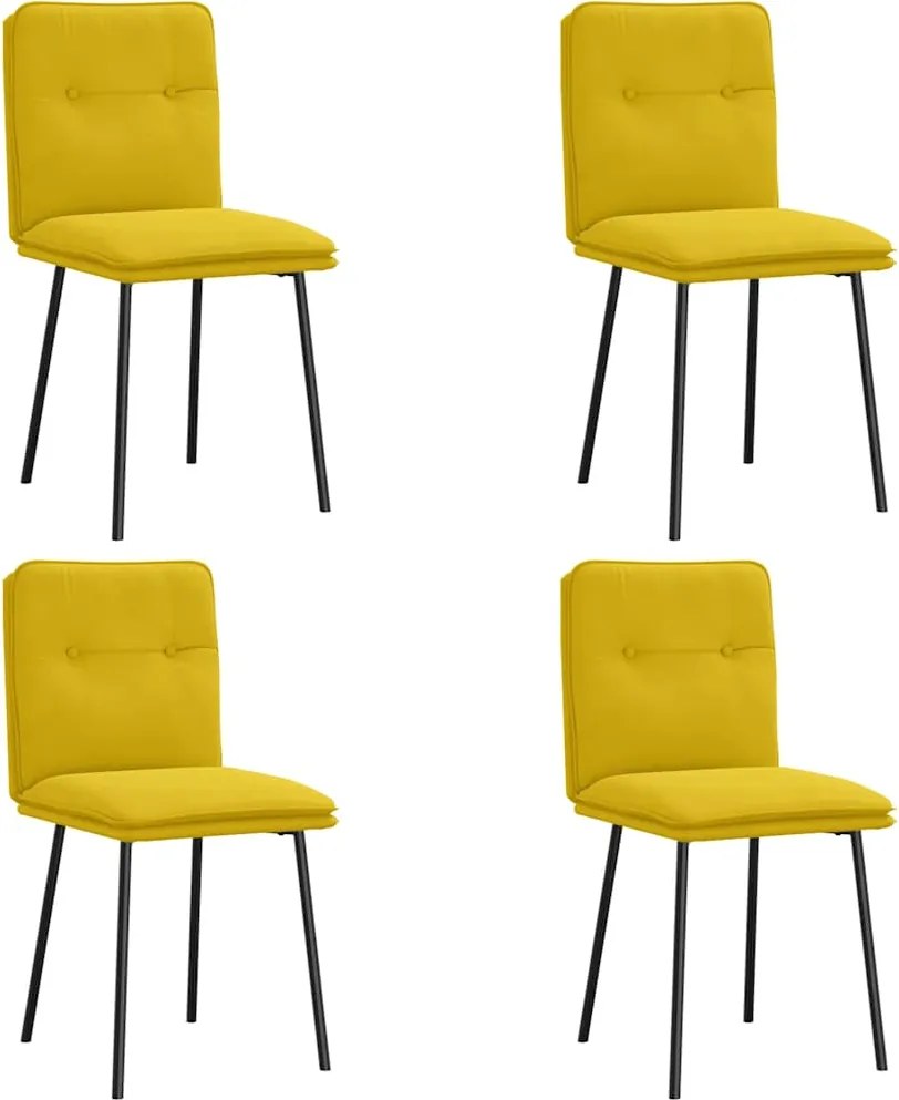 vidaXL 4 db sárga bársony étkezőszék